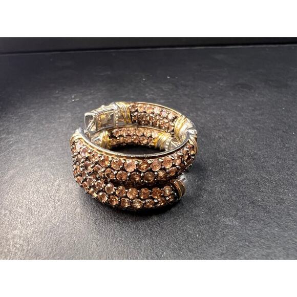 Andalusite inside out hoop earrings in gold and rhodium over sterling silver - Picture 15 of 16